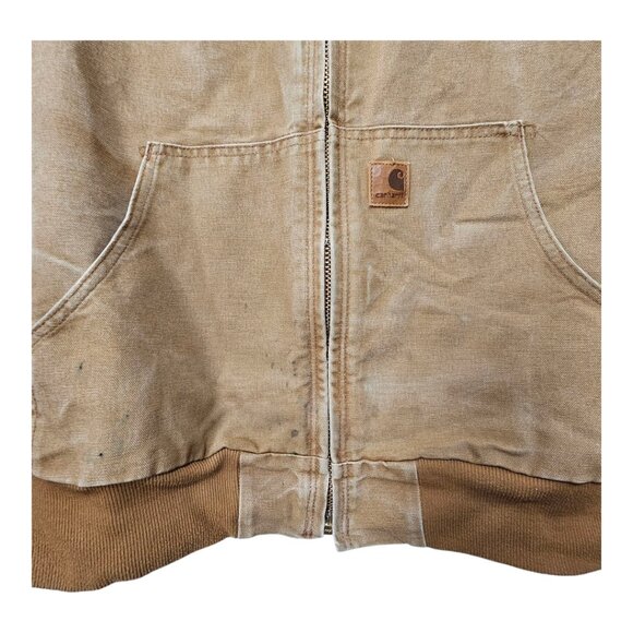 Carhartt Canvas Cotton Duck Zip Up Lined Tan Hooded Work Utility Sleeveless Vest - Picture 12 of 12
